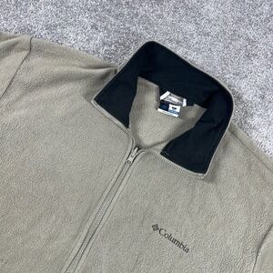Columbia Jacket Mens Large Fleece Full Zip Up Outdoor Hiking Two Tone Tan Brown
